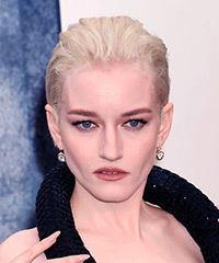 Julia Garner Platinum Slicked-Back Pixie Haircut- Visual Story