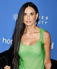 Demi Moore Very Long Straight Black Hairstyle- Visual Story
