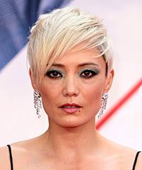 Pom Klementieff Blonde Edgy Pixie Haircut
