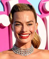 Margot Robbie Updo Hairstyle With Sleek Ponytail- Visual Story