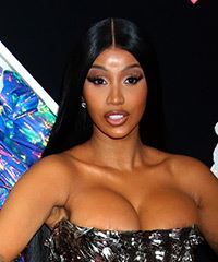 Cardi B Long Sleek Black Hairstyle- Visual Story