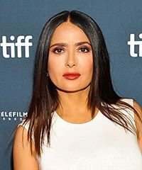 Salma Hayek Long Sleek Black Hairstyle- Visual Story