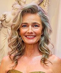 Paulina Porizkova Long Hairstyle With Grey Curls