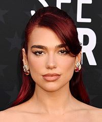 Dua Lipa Dark Red Half-Up Hairstyle- Visual Story