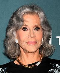 Jane Fonda Medium-Length Grey Hairstyle With Curls- Visual Story
