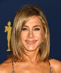 Jennifer Aniston Shoulder-Length Hairstyle With Side Part- Visual Story