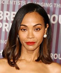 Zoe-Saldana Medium-Length Hairstyle With Subtle Highlights- Visual Story
