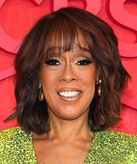 Gayle King Medium-Length Hairstyle With Cascading Bangs