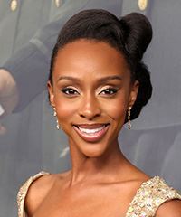 Ebony Obsidian Updo Hairstyle With Side Twisted Bun- Visual Story