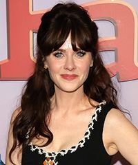 Zooey Deschanel Half-Up Half-Down Hairstyle With Classic Bangs- Visual Story
