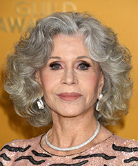 Jane Fonda Grey Hairstyle With Curls- Visual Story