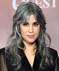 Ashly Burch Grey Casual Hairstyle With Curtain Bangs
