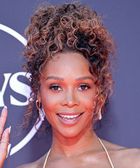 Zuri Hall Curly Updo Hairstyle With Top Bun