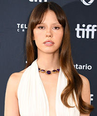 Mia Goth Long Simple Hairstyle With Curtain Bangs- Visual Story