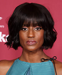 Skye P. Marshall Choppy Chin-Length Bob With Blunt Bangs And Curls- Visual Story