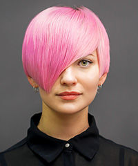 Short Pink Emo Hairstyle With Asymmetrical Bangs - Visual Story