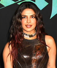 Priyanka Chopra Long Dark Red Hairstyle With Waves- Visual Story
