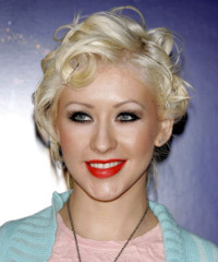 Christina Aguilera Medium Wavy   Light Blonde Emo Updo Hairstyle