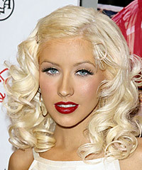 Christina Aguilera Medium Wavy   Light Blonde   Hairstyle  - Visual Story