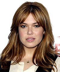 Mandy Moore Long Straight   Light Brunette   Hairstyle with Layered Bangs