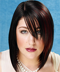 Medium Straight   Dark Brunette Bob  Haircut- Visual Story