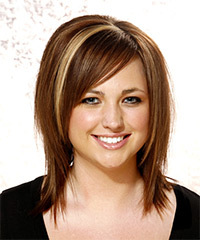 Long Straight   Dark Chestnut Brunette   Hairstyle with Side Swept Bangs- Visual Story