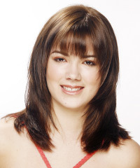 Long Straight   Dark Mocha Brunette   Hairstyle with Layered Bangs- Visual Story