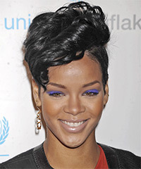 Rihanna Short Wavy   Black  Undercut  Hairstyle  - Visual Story