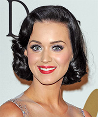 Katy Perry Medium Wavy   Black    Hairstyle  - Visual Story