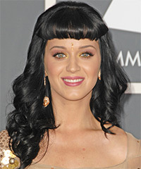 Katy Perry Long Wavy   Black    Hairstyle  - Visual Story