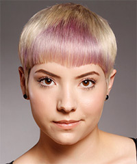  Short Straight   Light Champagne Blonde   Hairstyle   with Purple Highlights- Visual Story