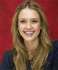 Jessica Alba  Long Curly    Half Up Hairstyle  - Visual Story